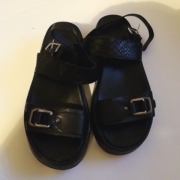 27 EDIT Naturalizer Melyssa Snake Print Leather Platform Wedge Sandals Slingback - Picture 3 of 6